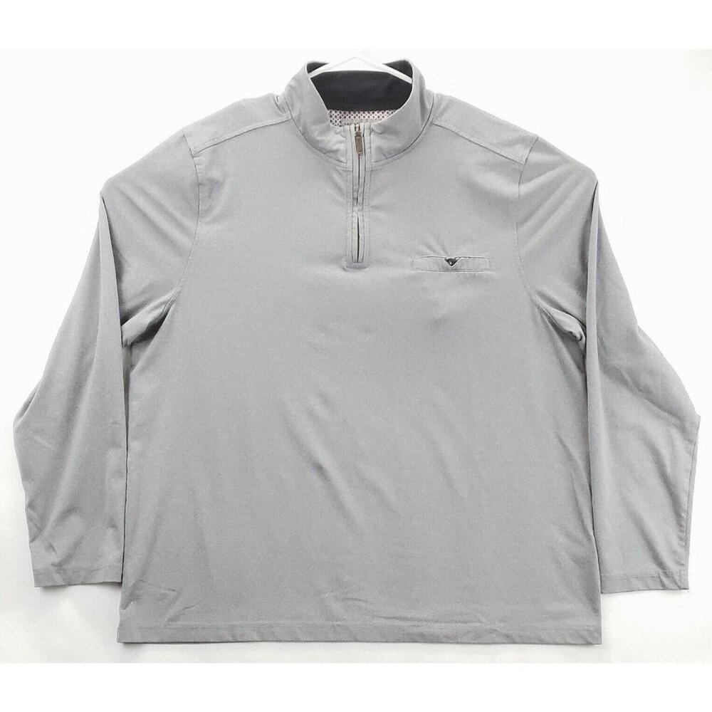 Age of Wisdom Sweater Men XL Gray Stretch Long Sleeve 1/4 Zip Mock Neck Pullover